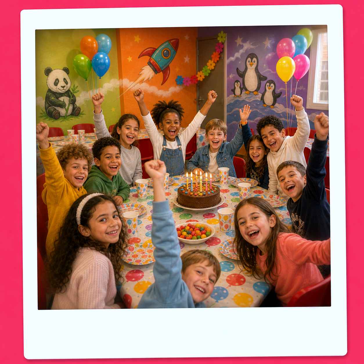 Anniversaire festif autour d'un gâteau chez Looping Kids